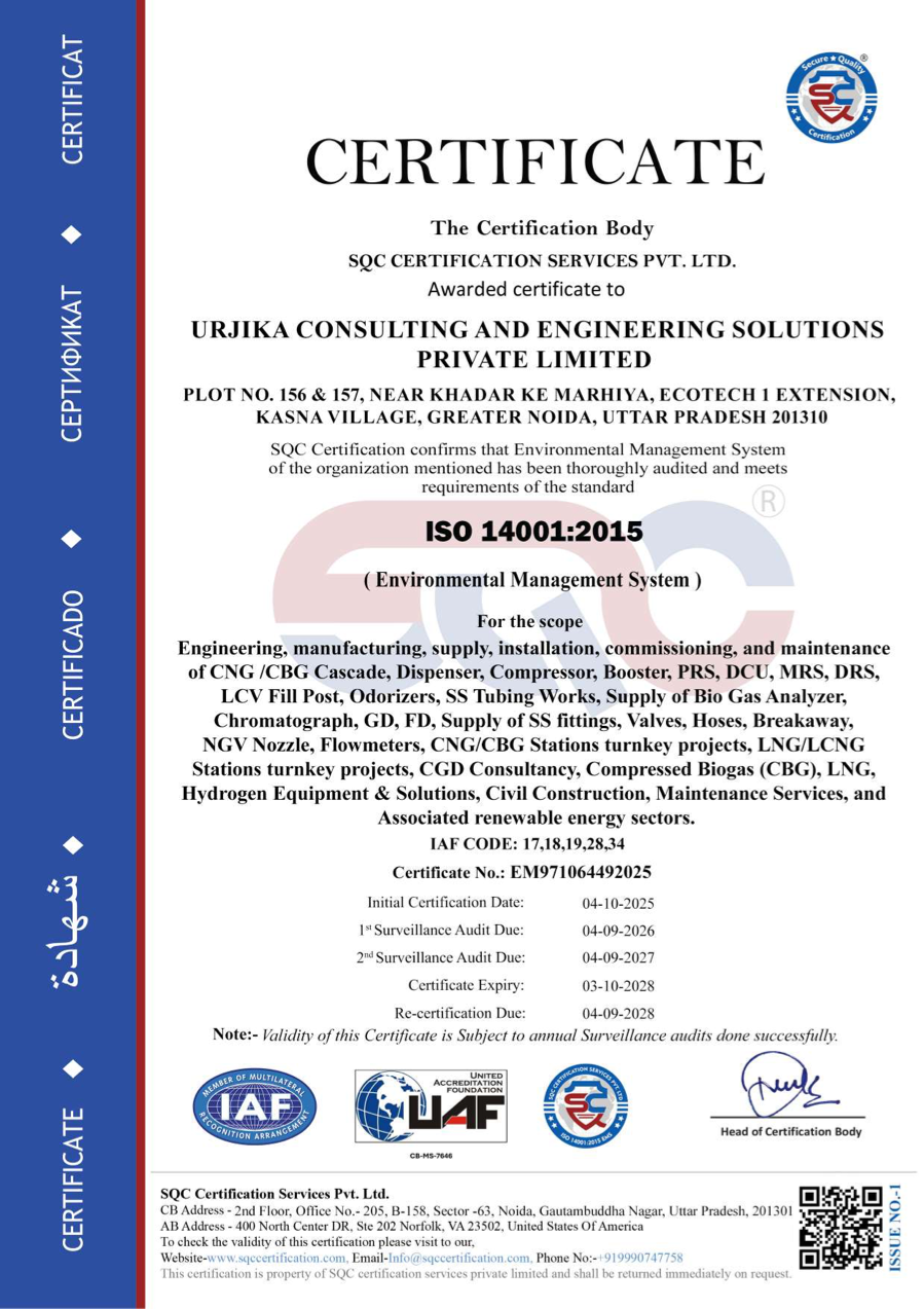 ISO 14001:2015 certificate preview
