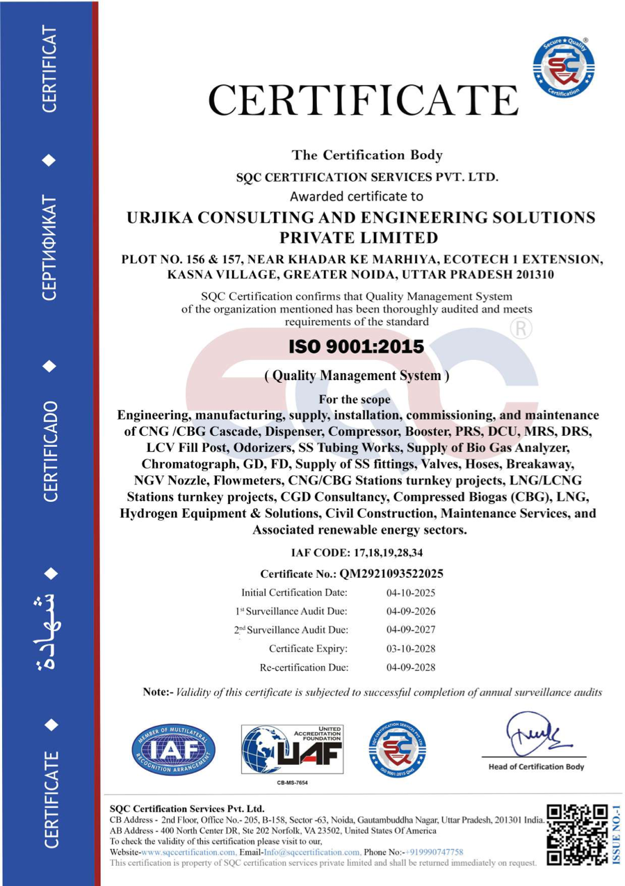 ISO 9001:2015 certificate preview